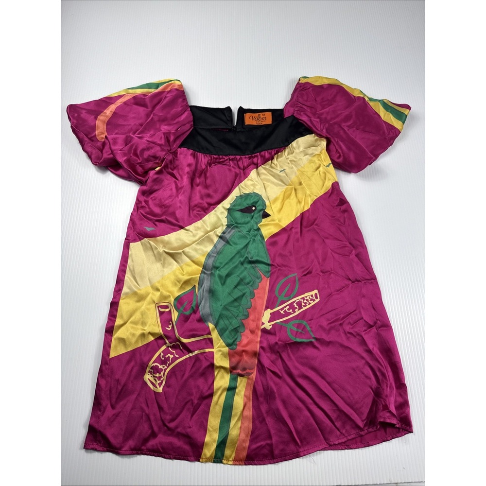 VOOM by Joy Han 100% Silk Mini Dress XS Purple Yellow W Green Macow‎